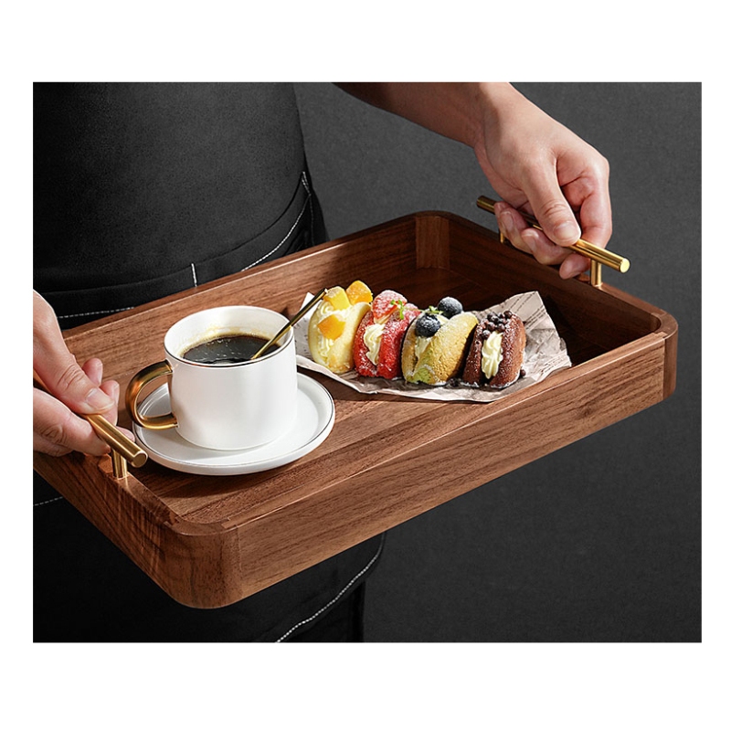 Walnut Color Wooden Serving Tray set of 3pcs